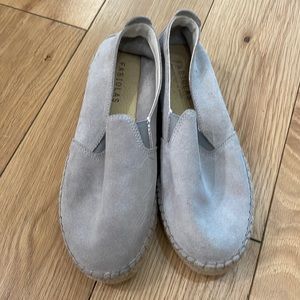 Anthropologie Fabiolas Suede Leather Espadrilles gray size 6 (36)